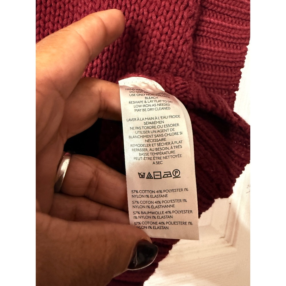 Maeve Anthropologie Heart Intarsia Knit Sweater Vest Burgundy Pink 1X Mock Neck - Picture 7 of 9